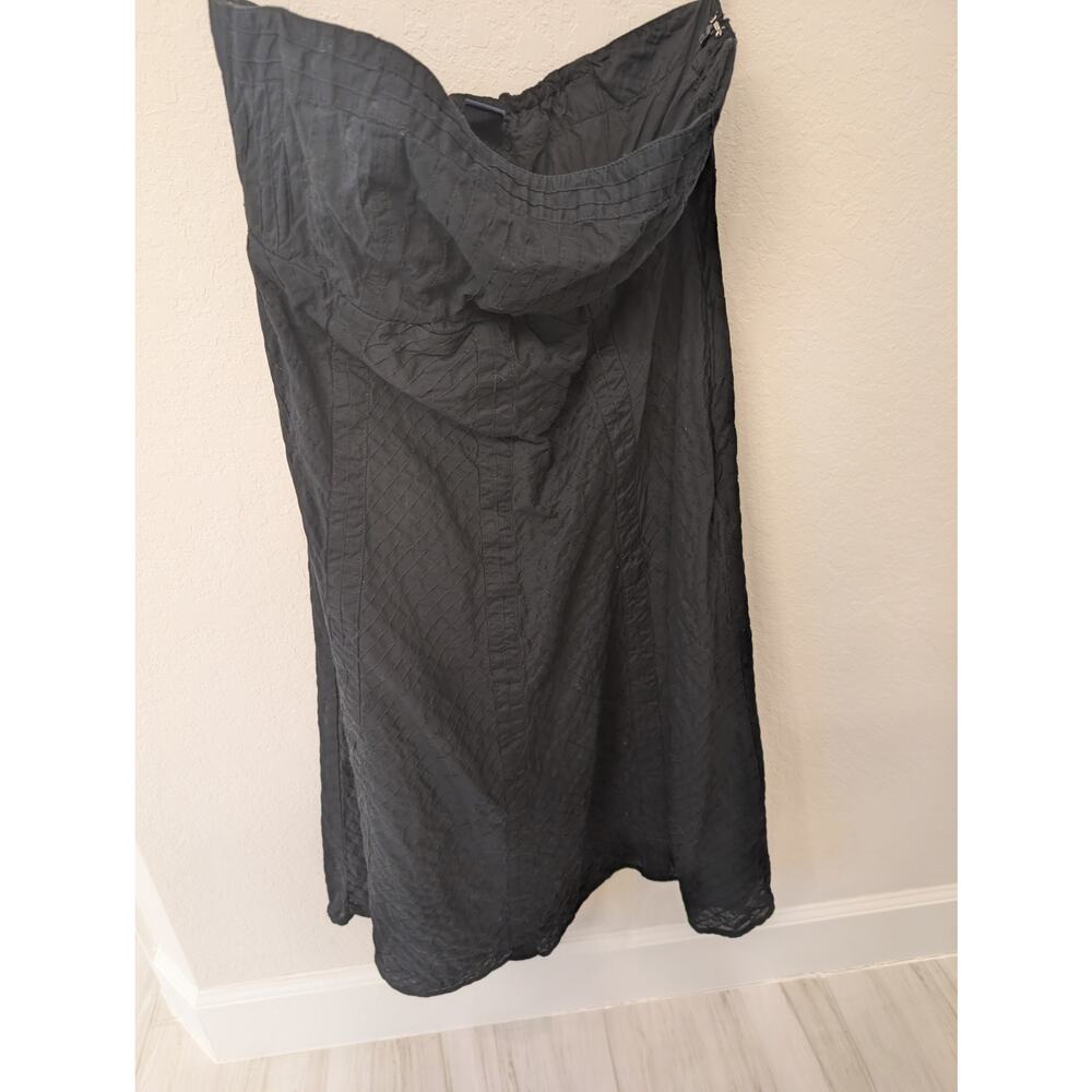 Gap pintuck design strapless Cotton black dress Y2K Sz 12 - Picture 4 of 9